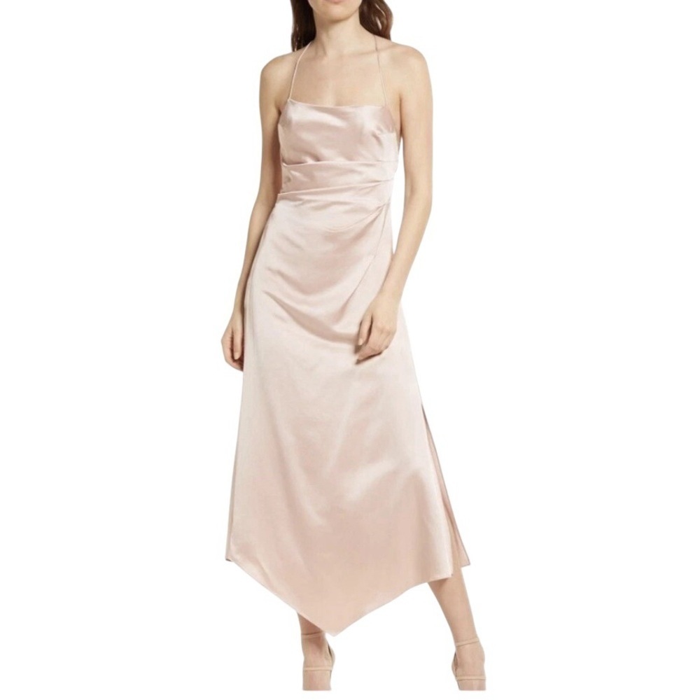 Significant Other - NWT Blush Pink Satin Midi Open Back Dress Sz 8